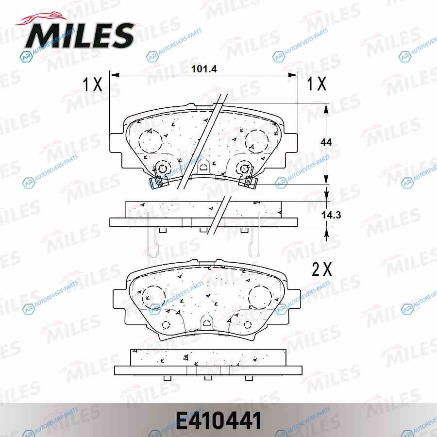 E410441 Колодки тормозные (Смесь Low-Metallic) MILES E410441 Low-metallic MAZDA 3 III (BM) 2013- задн (TRW GDB3593) E410441