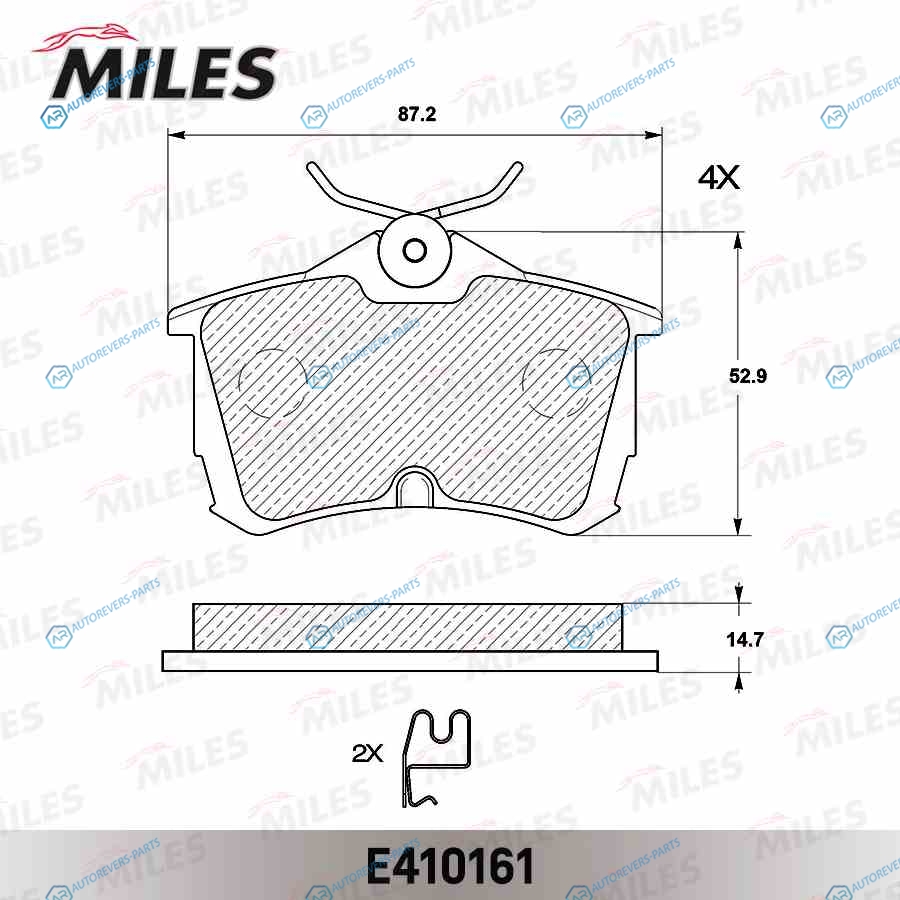 E410161 Колодки тормозные (Смесь Low-Metallic) HONDA ACCORD 2.02.22.4 98 задние (без датчика) (TRW GDB3190) E410161