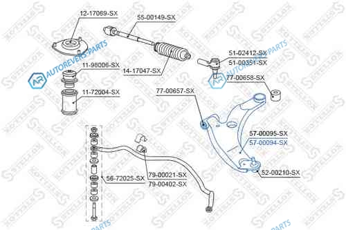 57-00094-SX_рычаг нижний правый!| Mitsubishi Lancer CS5A|CS5W|CS2A 00>