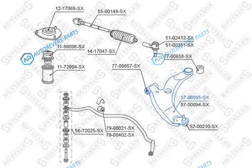 57-00095-SX_рычаг нижний левый!| Mitsubishi Lancer CS5A|CS5W|CS2A 00>