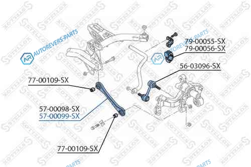 57-00099-SX_рычаг задний нижний правый!| Audi A3| VW Golf V|Passat B6|Touran 03>