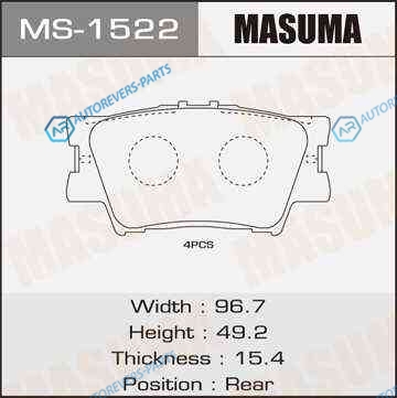 MS-1522_колодки дисковые задние!| Toyota Rav4 2.4|3.5i|2.4D 4WD 06>