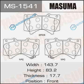 MS-1541_колодки дисковые передние! с антискрип. пл.| Toyota Land Cruiser 4.7 V8|4.5D V8 08>