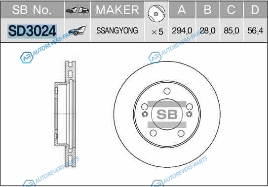 SD3024_диск тормозной передний!| SsangYong Kyron D20|D27|E23 05>