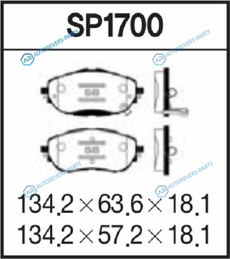 SP1700_колодки диск. перед.! с антискрип. пластинами| Toyota Corolla|Auris 1.3-1.8|1.4D 12>