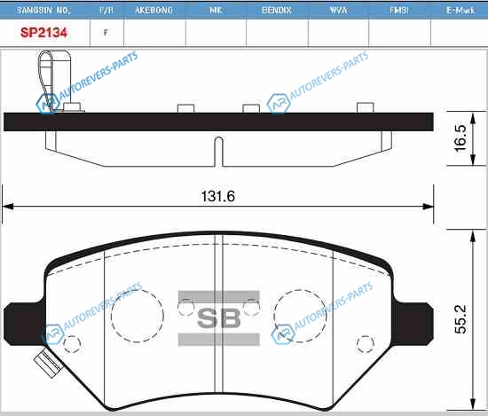 SP2134_колодки дисковые пер.!| Chery A3|Tiggo 1.6-2.0 05>