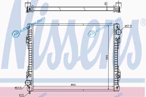 NS672590_радиатор системы охлаждения !Plastic|Aluminium без мет.рамки 860x689x40|Scania P|R ser. 04>