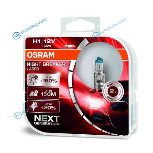 64150NL-HCB_к-кт ламп NIGHT BREAKER LASER! 2шт. (H1) 12V 55W P14.5s +150% света|