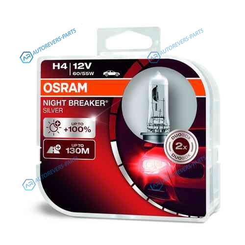 64193NBS-HCB_к-кт ламп NIGHT BREAKER SILVER! 2шт. (H4) 12V 60|55W P43t +100% света|