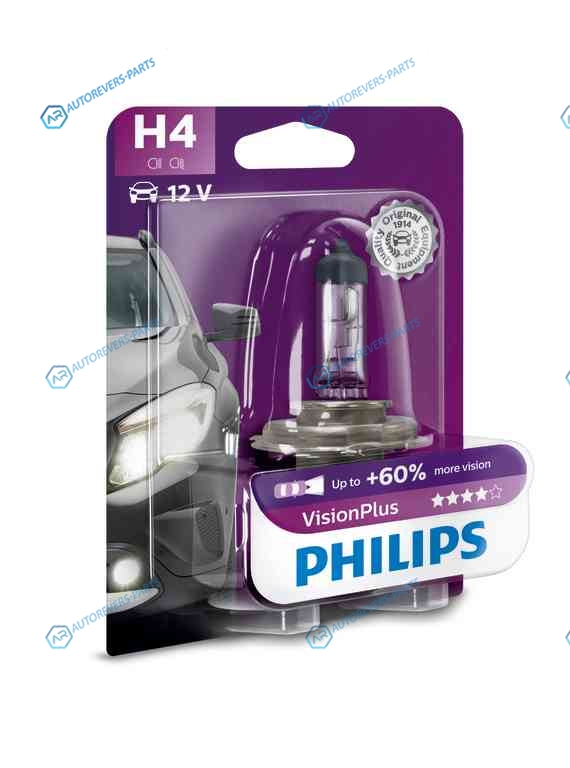 12342VPB1_лампа! (H4) 60|55W 12V P43T-38 галогенная в блистере VisionPlus|
