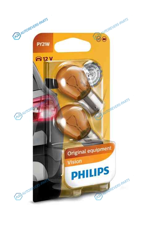 12496NAB2_к-кт ламп! (PY21W) 12V BAU15s поворот желтая (2шт. в блистере)|