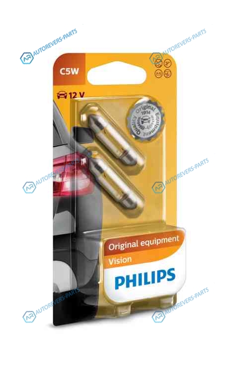 12844B2_к-кт ламп! (C5W) 12V SV8.5 L=35 mm подсвет. номерного знака (2шт. в блистере)|