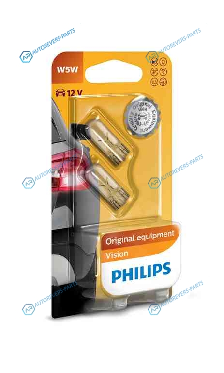 12961B2_к-кт ламп! 5W 12V W2.1X9.5D передний габарит| стекл. цоколь (2шт. в блистере)|