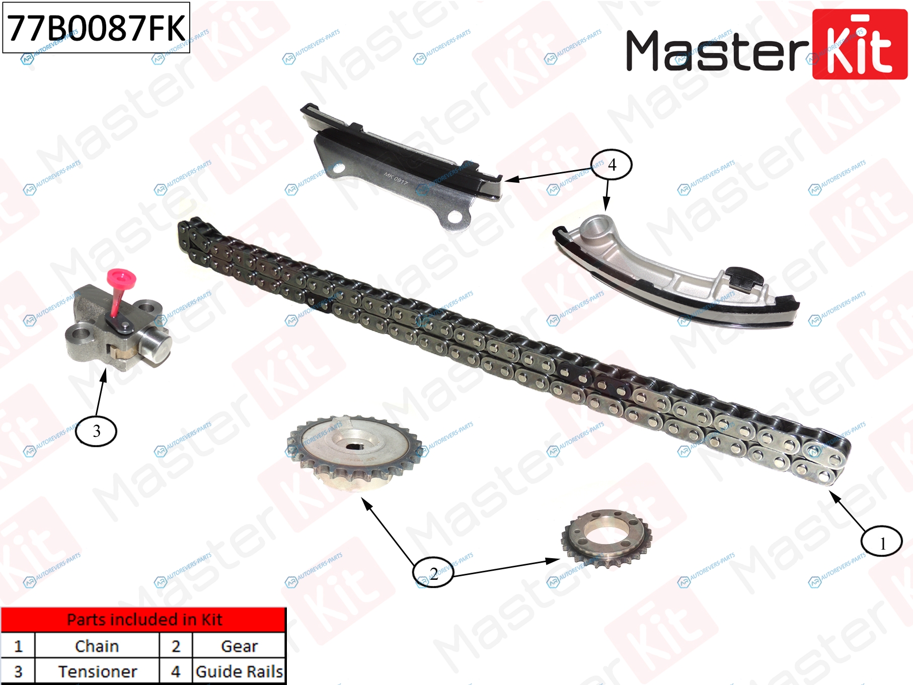 77B0087FK Комплект цепи ГРМ Nissan Patrol. Renault Master 3.0DTi ZD3 00- 77B0087FK