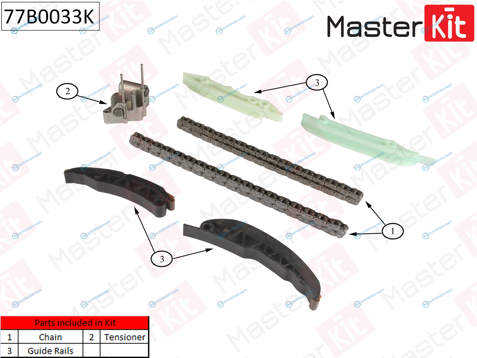 77B0033K Комплект цепи ГРМ BMW M57N.M47N.N47D без звездочек  77B0033K