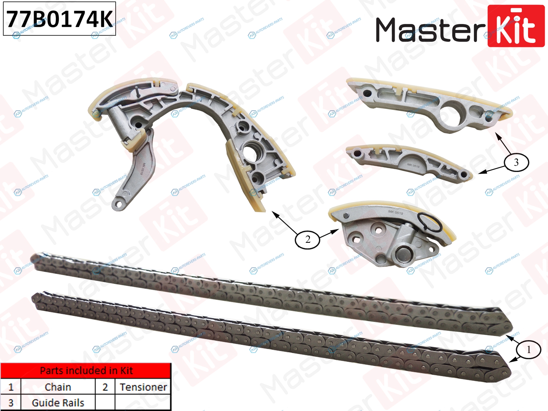 77B0174K Комплект цепи ГРМ (без звездочек) Audi A6A8Q7R8 4.2 FSI CAUABXABSMBAR 07-13 77B0174K
